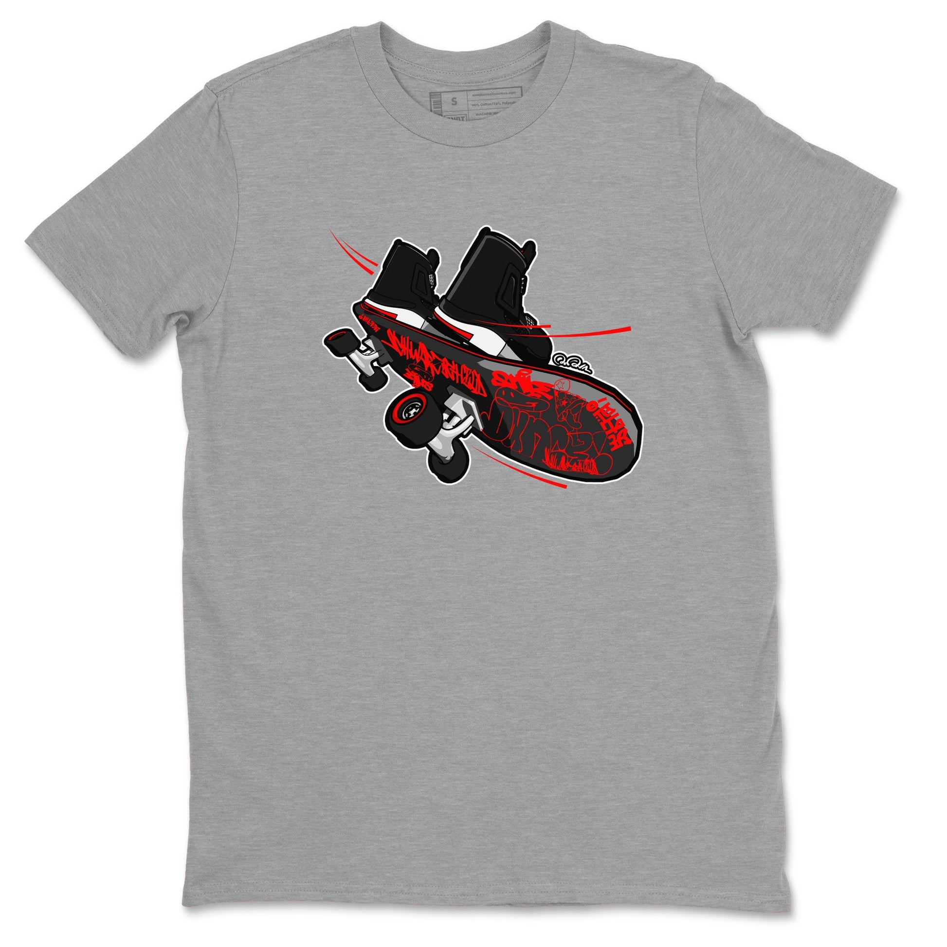 4s Bred Reimagined shirt to match jordans Skateboard sneaker tees Air Jordan 4 Bred Reimagined SNRT Sneaker Release Tees Unisex Heather Grey 2 T-Shirt