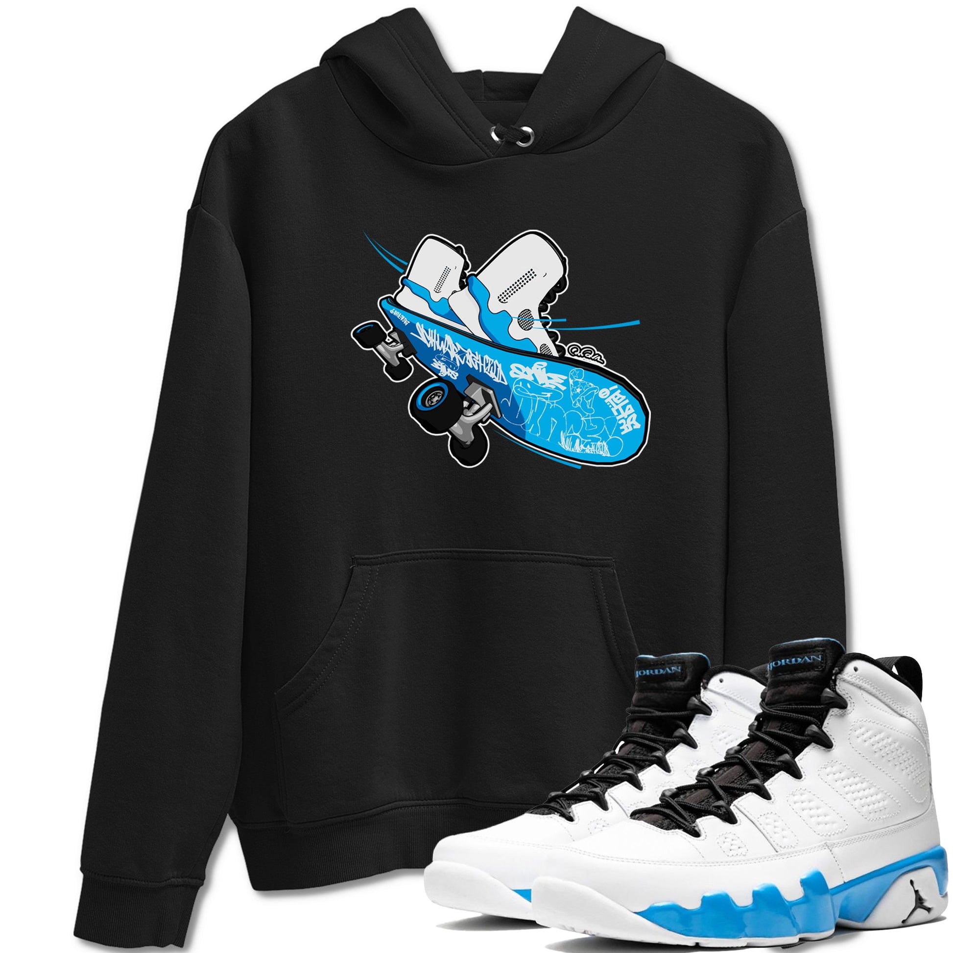 9s Powder Blue shirt to match jordans Skateboard sneaker tees Air Jordan 9 Powder Blue SNRT Sneaker Release Tees unisex cotton Black 1 crew neck shirt