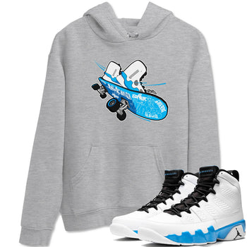 9s Powder Blue shirt to match jordans Skateboard sneaker tees Air Jordan 9 Powder Blue SNRT Sneaker Release Tees unisex cotton Heather Grey 1 crew neck shirt