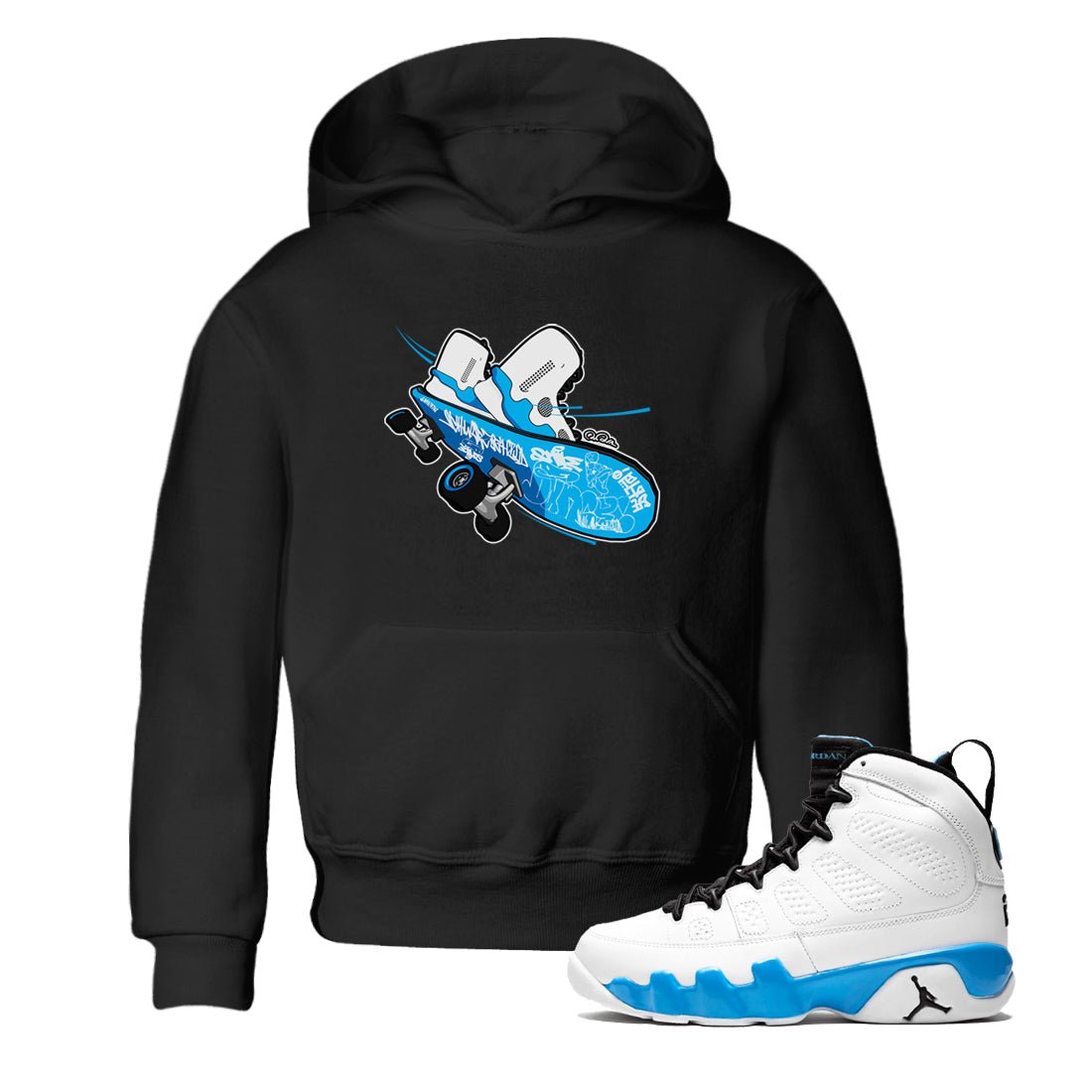 9s Powder Blue shirt to match jordans Skateboard sneaker tees Air Jordan 9 Powder Blue SNRT sneaker release tees baby toddler Black 1 cotton Shirt