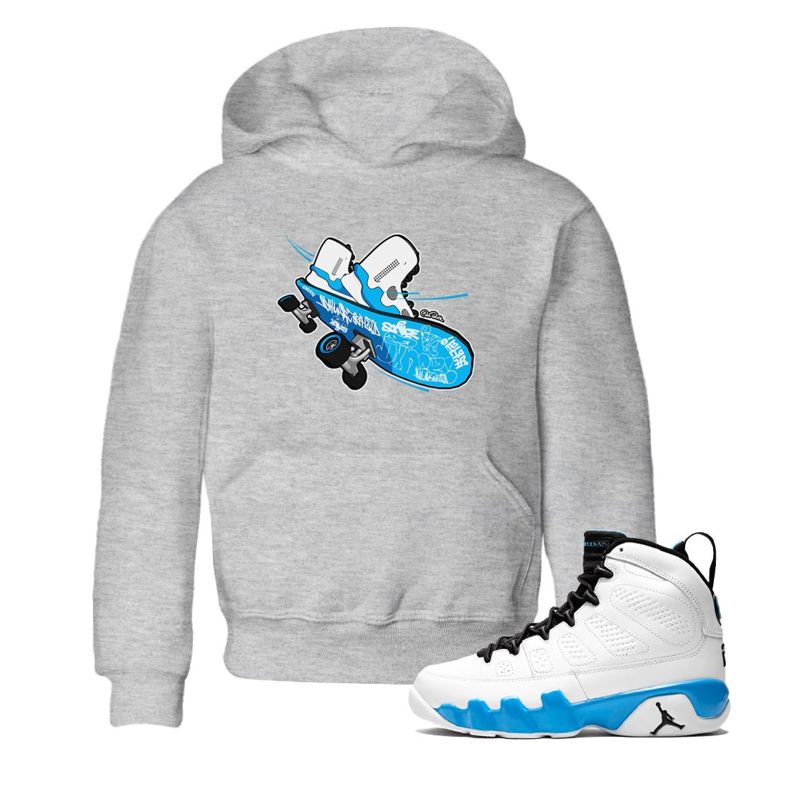 9s Powder Blue shirt to match jordans Skateboard sneaker tees Air Jordan 9 Powder Blue SNRT sneaker release tees baby toddler Heather Grey 1 cotton Shirt