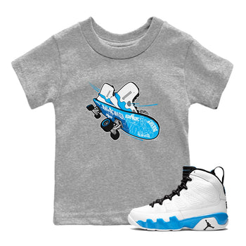 9s Powder Blue shirt to match jordans Skateboard sneaker tees Air Jordan 9 Powder Blue SNRT sneaker release tees baby toddler Heather Grey 1 cotton Shirt