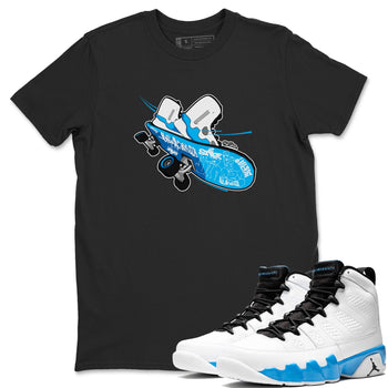 9s Powder Blue shirt to match jordans Skateboard sneaker tees Air Jordan 9 Powder Blue SNRT Sneaker Release Tees unisex cotton Black 1 crew neck shirt