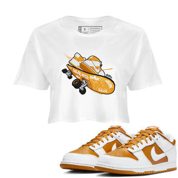 Dunk Dark Curry shirt to match jordans Skateboard sneaker tees AJ1 Low Dark Curry SNRT Sneaker Release Tees White 1 crop length shirt