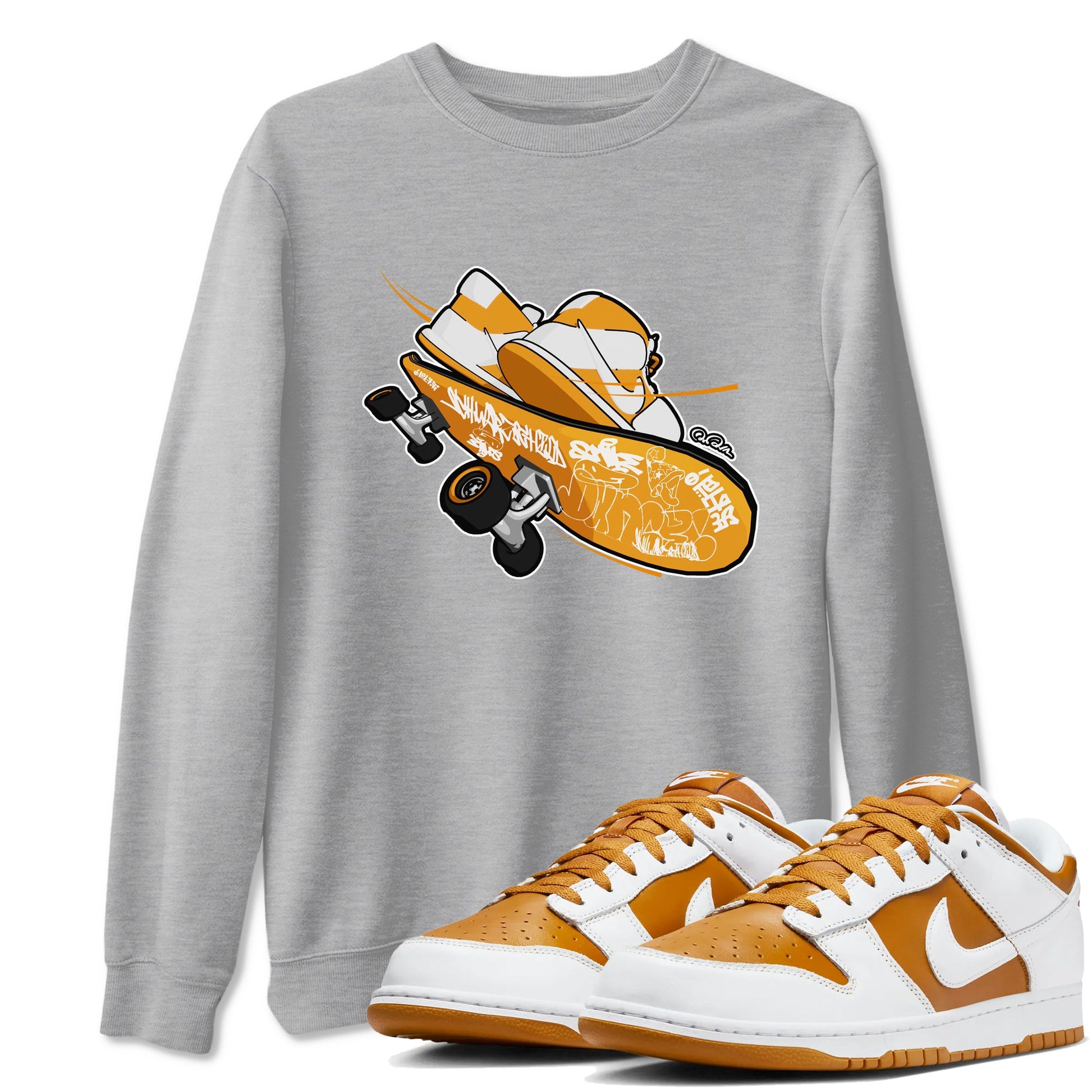Dunk Dark Curry shirt to match jordans Skateboard sneaker tees AJ1 Low Dark Curry SNRT Sneaker Release Tees unisex cotton Heather Grey 1 crew neck shirt