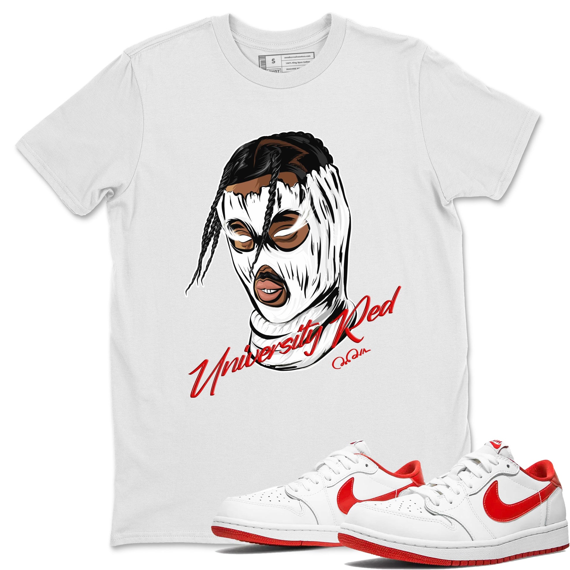 Jordan 1 Low University Red shirt to match jordans Ski Mask Gang sneakertees AJ1 Low University Red SNRT Sneaker Release Tees Unisex White 1 T-Shirt