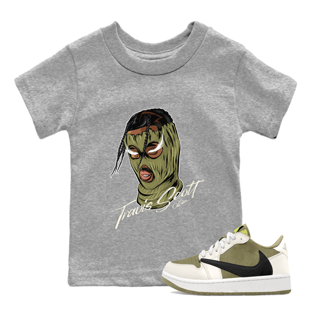 Air Jordan 1 Travis Scott Golf shirt to match jordans Ski Mask Gang sneaker tees AJ1 lowTravis Scott Golf SNRT Sneaker Release Tees Baby Toddler Heather Grey 1 T-Shirt