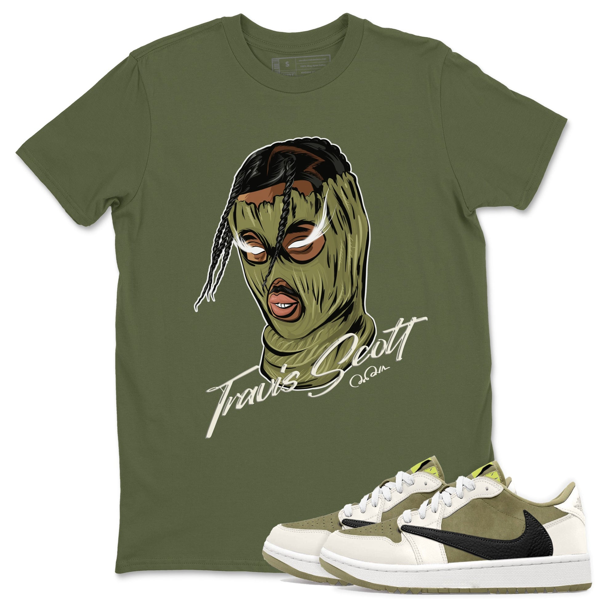 Air Jordan 1 Travis Scott Golf shirt to match jordans Ski Mask Gang sneaker tees AJ1 lowTravis Scott Golf SNRT Sneaker Release Tees Unisex Military Green 1 T-Shirt