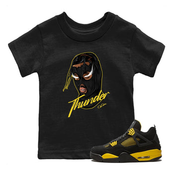 Air Jordan 4 Thunder Sneaker Match Tees Ski Mask Gang Sneaker Tees Yellow AJ4 Thunder Sneaker Release Tees Kids Shirts Black 1