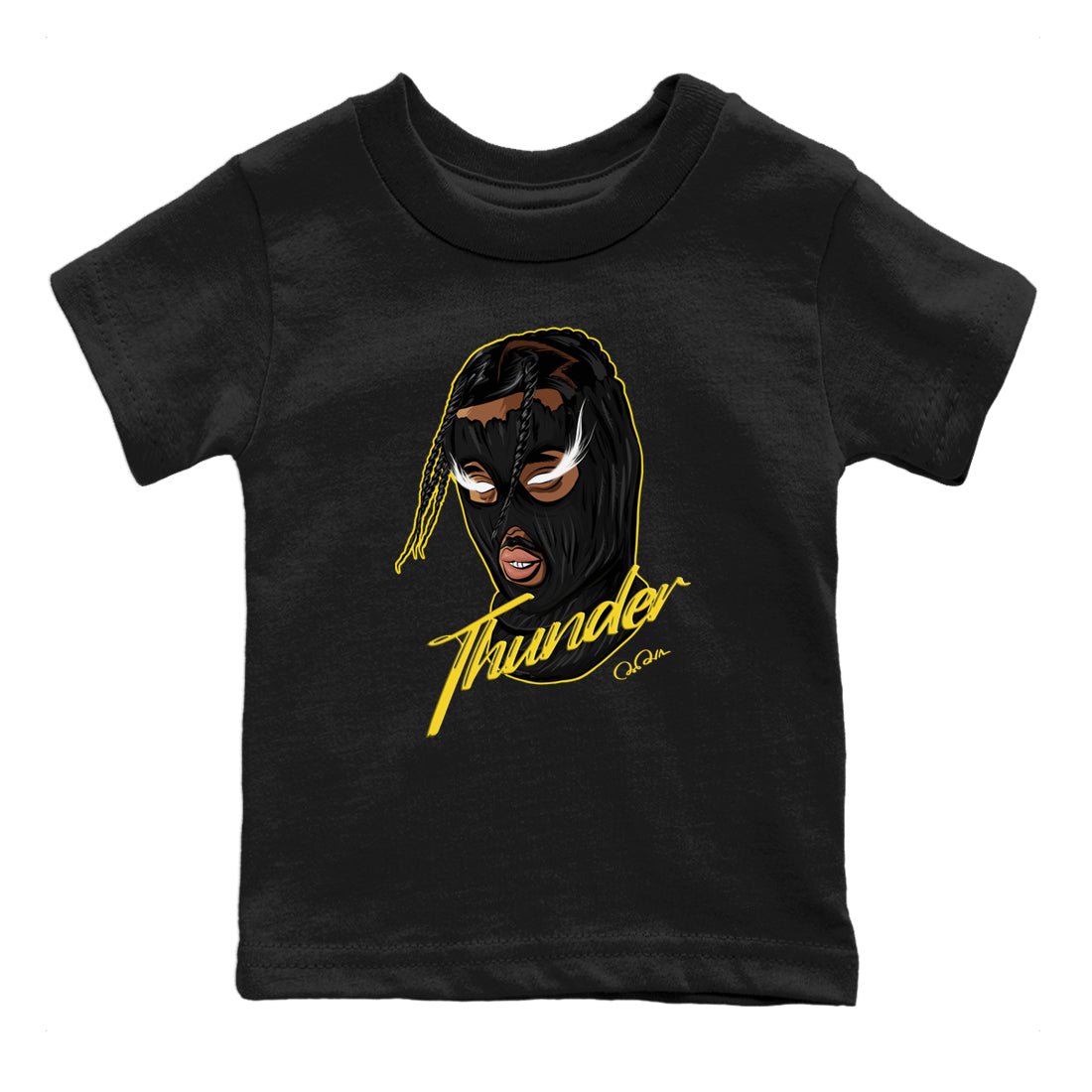 Air Jordan 4 Thunder Sneaker Match Tees Ski Mask Gang Sneaker Tees Yellow AJ4 Thunder Sneaker Release Tees Kids Shirts Black 2
