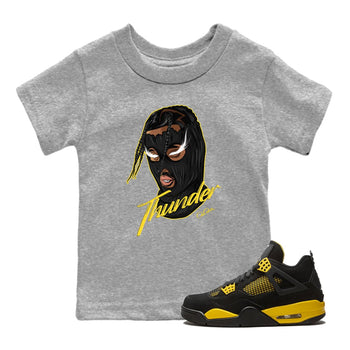 Air Jordan 4 Thunder Sneaker Match Tees Ski Mask Gang Sneaker Tees Yellow AJ4 Thunder Sneaker Release Tees Kids Shirts Heather Grey 1