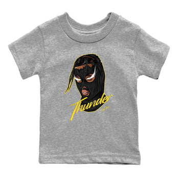 Air Jordan 4 Thunder Sneaker Match Tees Ski Mask Gang Sneaker Tees Yellow AJ4 Thunder Sneaker Release Tees Kids Shirts Heather Grey 2