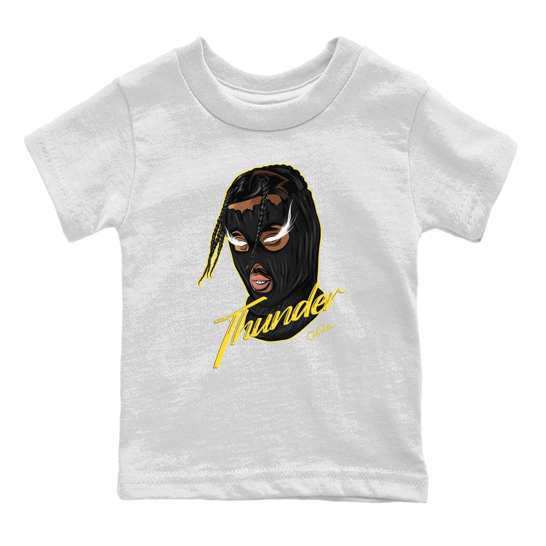 Air Jordan 4 Thunder Sneaker Match Tees Ski Mask Gang Sneaker Tees Yellow AJ4 Thunder Sneaker Release Tees Kids Shirts White 2
