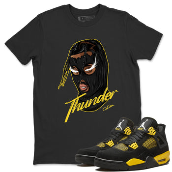 Air Jordan 4 Thunder Sneaker Match Tees Ski Mask Gang Sneaker Tees Yellow AJ4 Thunder Sneaker Release Tees Unisex Shirts Black 1