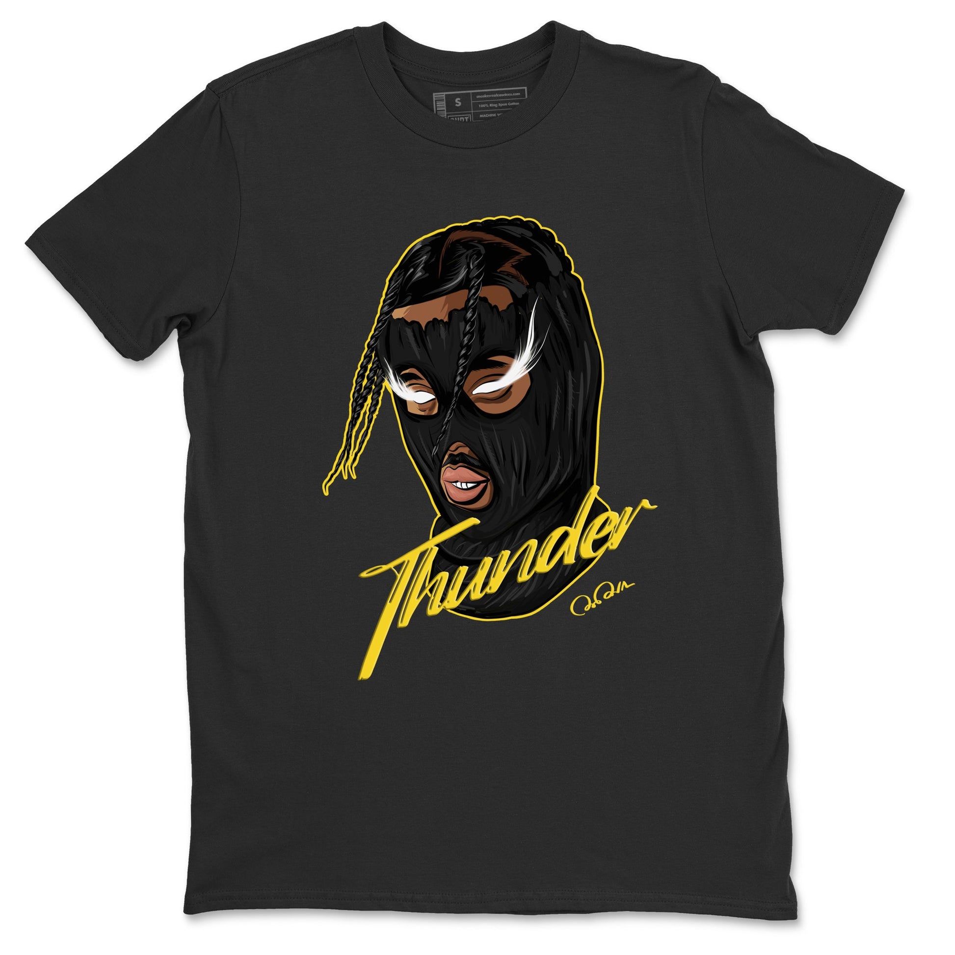 Air Jordan 4 Thunder Sneaker Match Tees Ski Mask Gang Sneaker Tees Yellow AJ4 Thunder Sneaker Release Tees Unisex Shirts Black 2