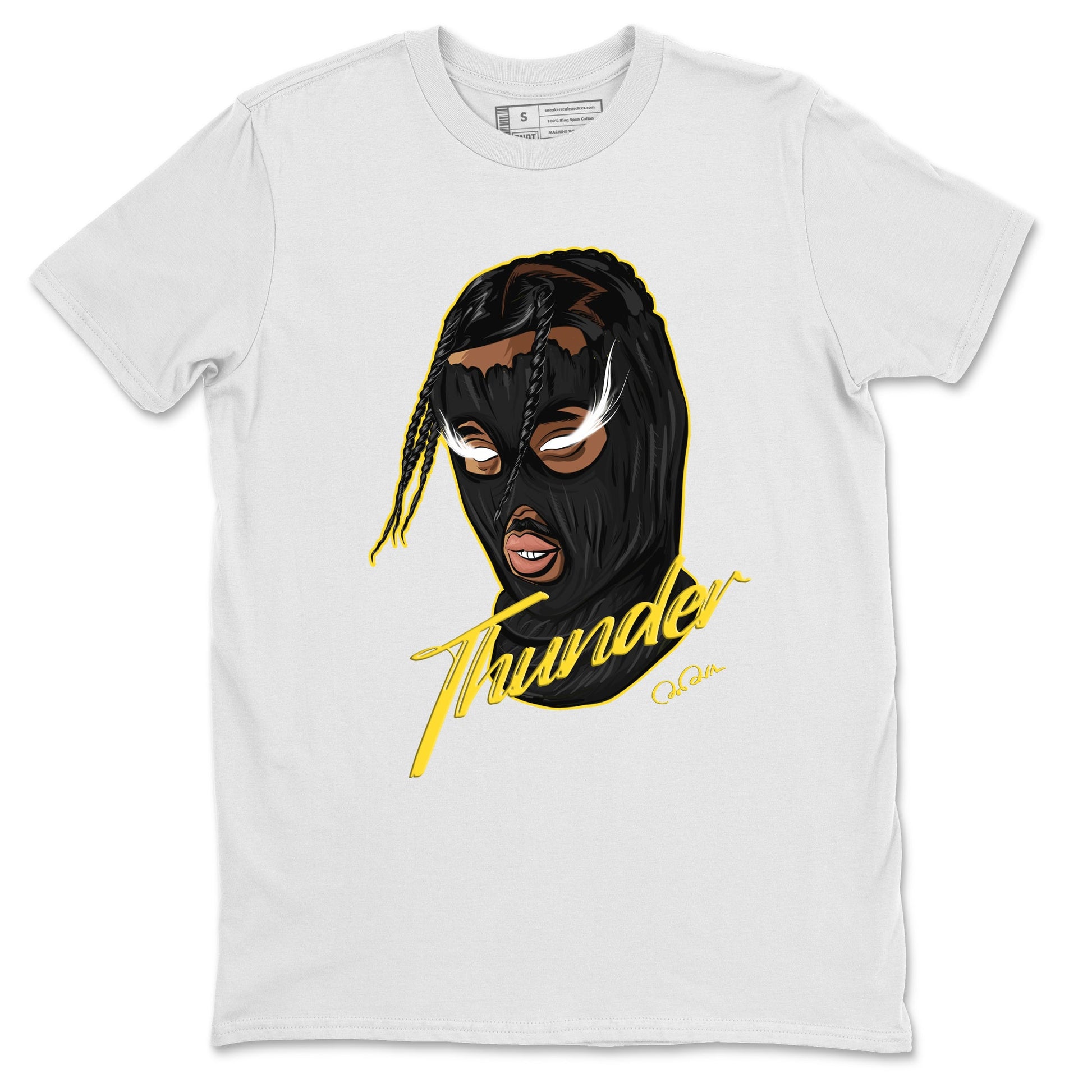 Air Jordan 4 Thunder Sneaker Match Tees Ski Mask Gang Sneaker Tees Yellow AJ4 Thunder Sneaker Release Tees Unisex Shirts White 2