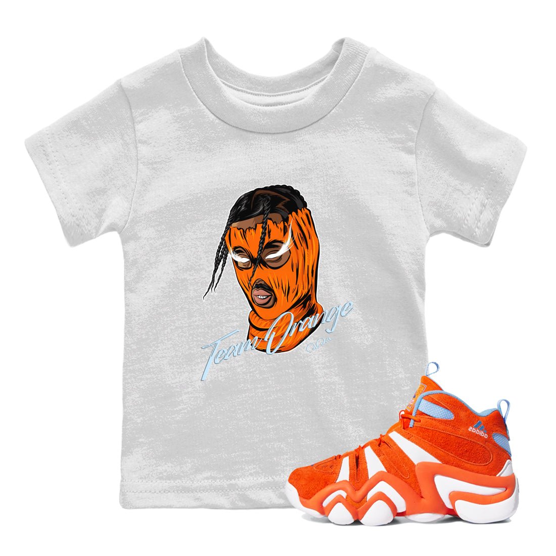 Crazy 8 Team Orange shirt to match jordans Ski Mask Gang sneaker tees Adidas Crazy 8 Team Orange SNRT Sneaker Release Tees Baby Toddler White 1 T-Shirt