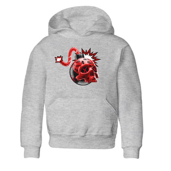 Air Jordan 1 Satin Bred Sneaker Match Tees Skull Bomb Sneaker Tees AJ1 Satin Bred Sneaker Release Tees Kids Shirts Heather Grey 2