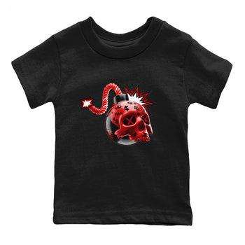 Air Jordan 1 Satin Bred Sneaker Match Tees Skull Bomb Sneaker Tees AJ1 Satin Bred Sneaker Release Tees Kids Shirts Black 2