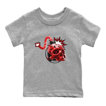 Air Jordan 1 Satin Bred Sneaker Match Tees Skull Bomb Sneaker Tees AJ1 Satin Bred Sneaker Release Tees Kids Shirts Heather Grey 2