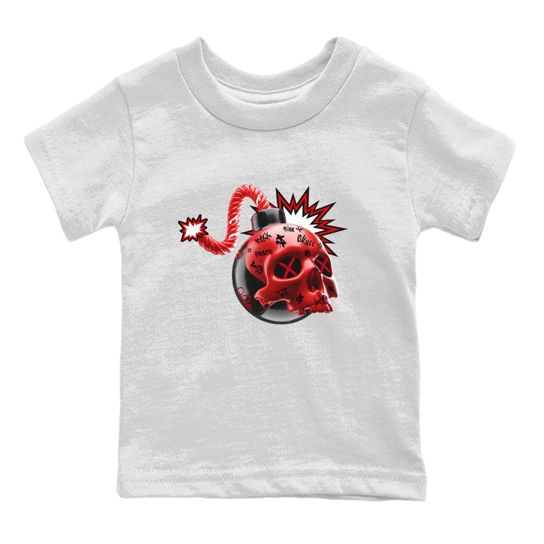 Air Jordan 1 Satin Bred Sneaker Match Tees Skull Bomb Sneaker Tees AJ1 Satin Bred Sneaker Release Tees Kids Shirts White 2