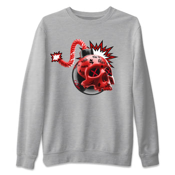 Air Jordan 1 Satin Bred Sneaker Match Tees Skull Bomb Sneaker Tees AJ1 Satin Bred Sneaker Release Tees Unisex Shirts Heather Grey 2