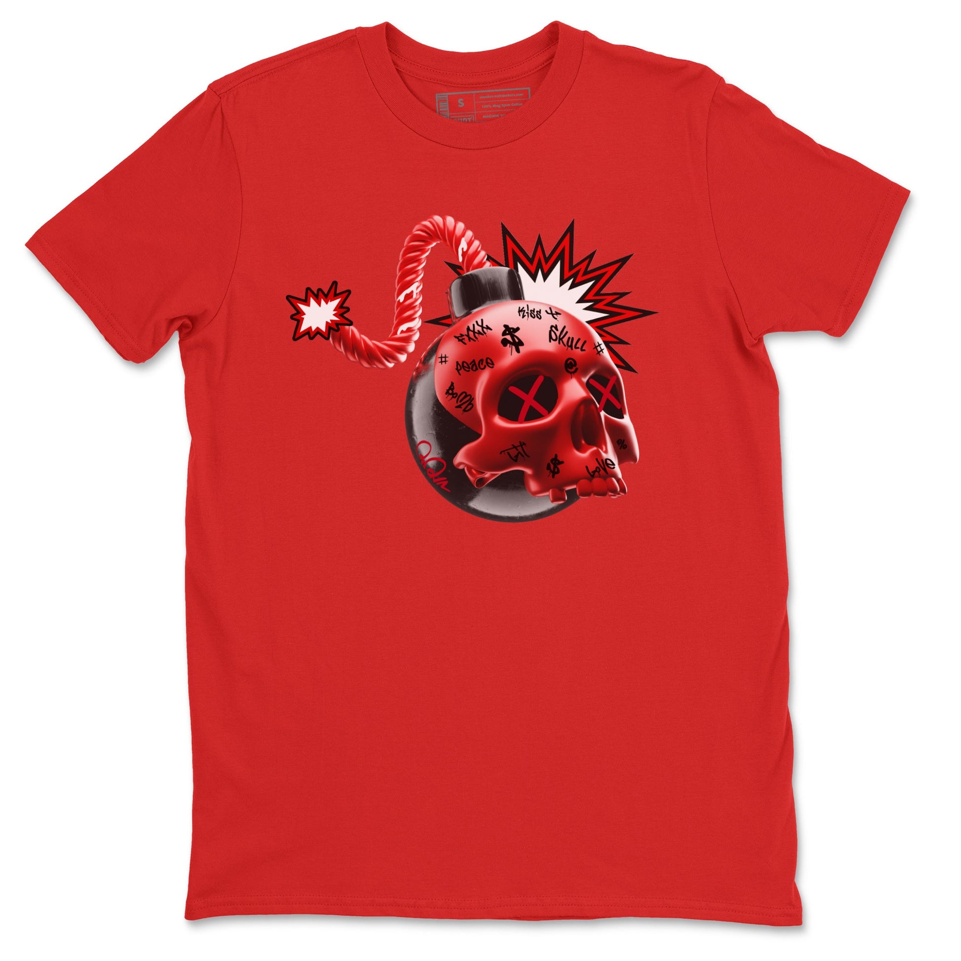 Air Jordan 1 Satin Bred Sneaker Match Tees Skull Bomb Sneaker Tees AJ1 Satin Bred Sneaker Release Tees Unisex Shirts Red 2