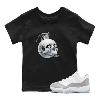 Air Jordan 11 White Cement Sneaker Match Tees Skull Bomb Sneaker Tees Air Jordan 11 Cement Grey Sneaker Release Tees Kids Shirts Black 1