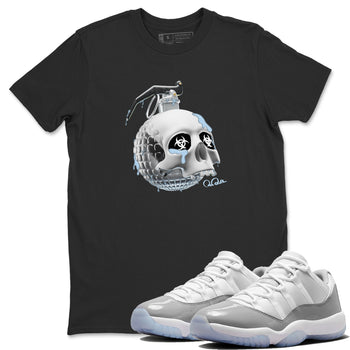 Air Jordan 11 White Cement Sneaker Match Tees Skull Bomb Sneaker Tees Air Jordan 11 Cement Grey Sneaker Release Tees Unisex Shirts Black 1