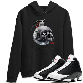 Air Jordan 13 Black Flint Sneaker Match Tees Skull Bomb Sneaker Tees AJ13 Retro Black Flint Sneaker Release Tees Unisex Shirts Black 1