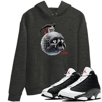 Air Jordan 13 Black Flint Sneaker Match Tees Skull Bomb Sneaker Tees AJ13 Retro Black Flint Sneaker Release Tees Unisex Shirts Charcoal Heather 1