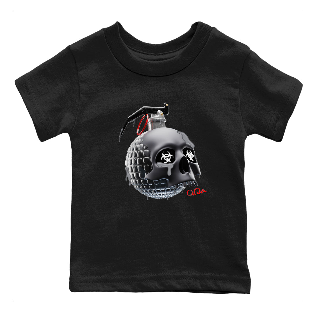 Air Jordan 13 Black Flint Sneaker Match Tees Skull Bomb Sneaker Tees AJ13 Retro Black Flint Sneaker Release Tees Kids Shirts Black 2