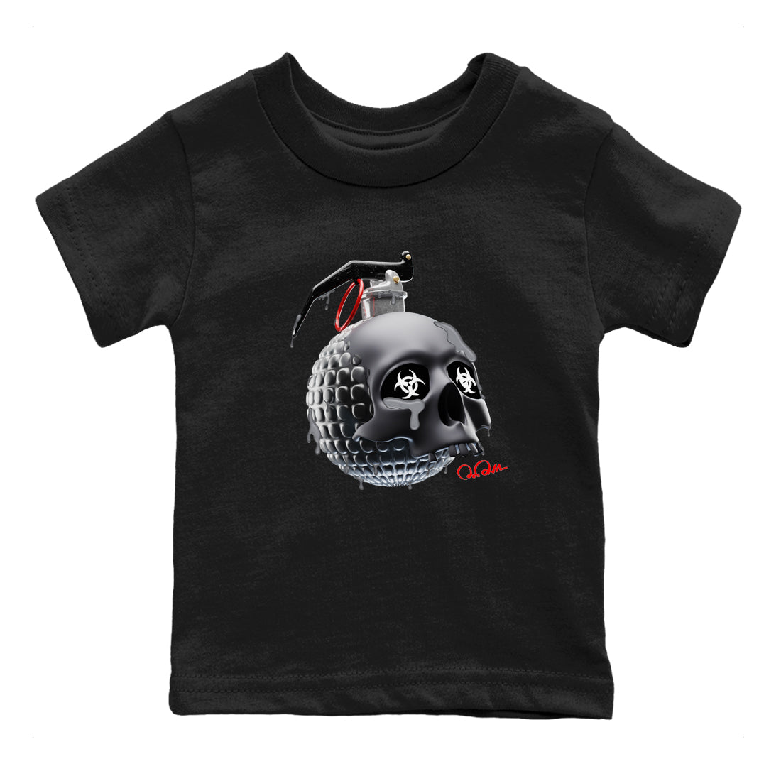 Air Jordan 13 Black Flint Sneaker Match Tees Skull Bomb Sneaker Tees AJ13 Retro Black Flint Sneaker Release Tees Kids Shirts Black 2