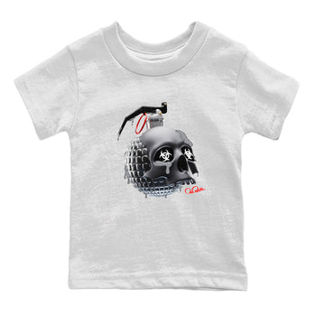 Air Jordan 13 Black Flint Sneaker Match Tees Skull Bomb Sneaker Tees AJ13 Retro Black Flint Sneaker Release Tees Kids Shirts White 2