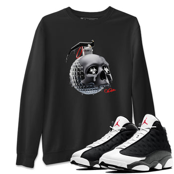 Air Jordan 13 Black Flint Sneaker Match Tees Skull Bomb Sneaker Tees AJ13 Retro Black Flint Sneaker Release Tees Unisex Shirts Black 1