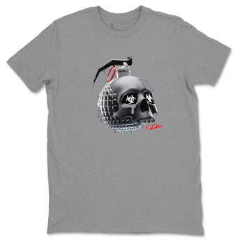 Air Jordan 13 Black Flint Sneaker Match Tees Skull Bomb Sneaker Tees AJ13 Retro Black Flint Sneaker Release Tees Unisex Shirts Heather Grey 2