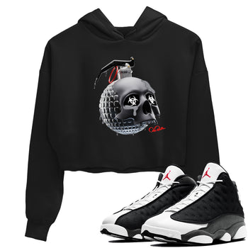 Air Jordan 13 Black Flint Sneaker Match Tees Skull Bomb Sneaker Tees AJ13 Retro Black Flint Sneaker Release Tees Women's Shirts Black 1