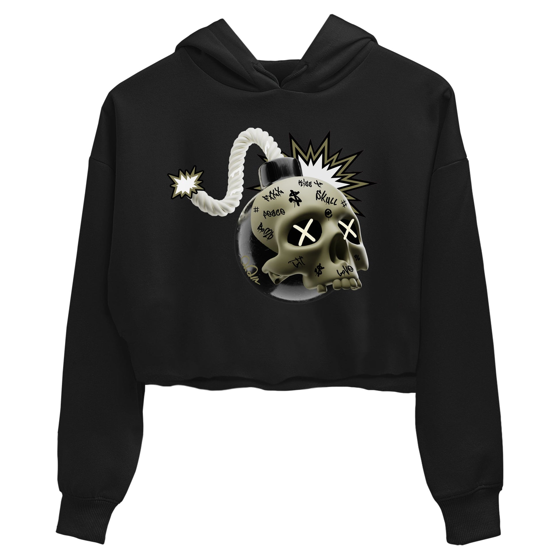 Air Jordan 4 Medium Olive shirt to match jordans Skull Bomb sneaker tees AJ4Medium Olive SNRT Sneaker Release Tees Black 2 Crop T-Shirt