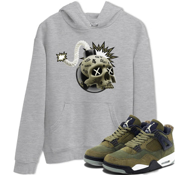 Air Jordan 4 Medium Olive shirt to match jordans Skull Bomb sneaker tees AJ4Medium Olive SNRT Sneaker Release Tees Unisex Heather Grey 1 T-Shirt