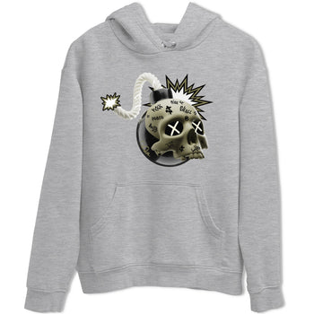 Air Jordan 4 Medium Olive shirt to match jordans Skull Bomb sneaker tees AJ4Medium Olive SNRT Sneaker Release Tees Unisex Heather Grey 2 T-Shirt