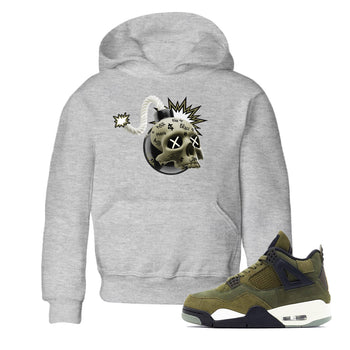 Air Jordan 4 Medium Olive shirt to match jordans Skull Bomb sneaker tees AJ4Medium Olive SNRT Sneaker Release Tees Baby Toddler Heather Grey 1 T-Shirt
