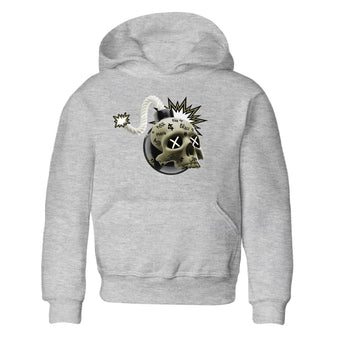 Air Jordan 4 Medium Olive shirt to match jordans Skull Bomb sneaker tees AJ4Medium Olive SNRT Sneaker Release Tees Baby Toddler Heather Grey 2 T-Shirt