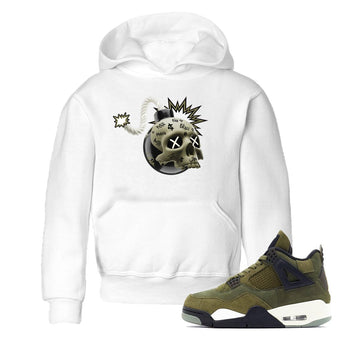 Air Jordan 4 Medium Olive shirt to match jordans Skull Bomb sneaker tees AJ4Medium Olive SNRT Sneaker Release Tees Baby Toddler White 1 T-Shirt