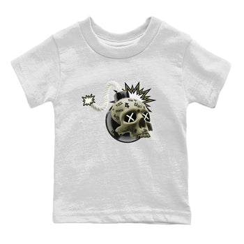 Air Jordan 4 Medium Olive shirt to match jordans Skull Bomb sneaker tees AJ4Medium Olive SNRT Sneaker Release Tees Baby Toddler White 2 T-Shirt