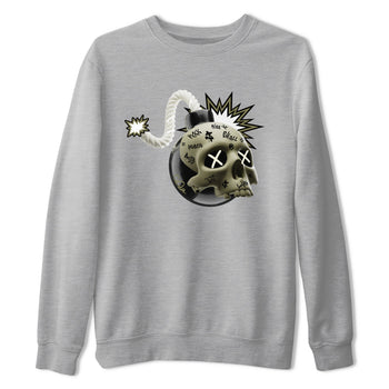 Air Jordan 4 Medium Olive shirt to match jordans Skull Bomb sneaker tees AJ4Medium Olive SNRT Sneaker Release Tees Unisex Heather Grey 2 T-Shirt