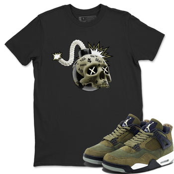 Air Jordan 4 Medium Olive shirt to match jordans Skull Bomb sneaker tees AJ4Medium Olive SNRT Sneaker Release Tees Unisex Black 1 T-Shirt
