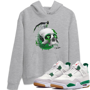 Air Jordan 4 Pine Green Sneaker Match Tees Skull Bomb Sneaker Tees AJ4 Pine Green Sneaker Release Tees Unisex Shirts Heather Grey 1