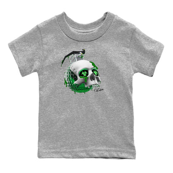 Jordan 4 Pine Green SB Sneaker Match Tees Skull Bomb Sneaker Tees AJ4 Pine Green SB Sneaker Tees Sneaker Release Shirts Kids Shirts Heather Grey 2
