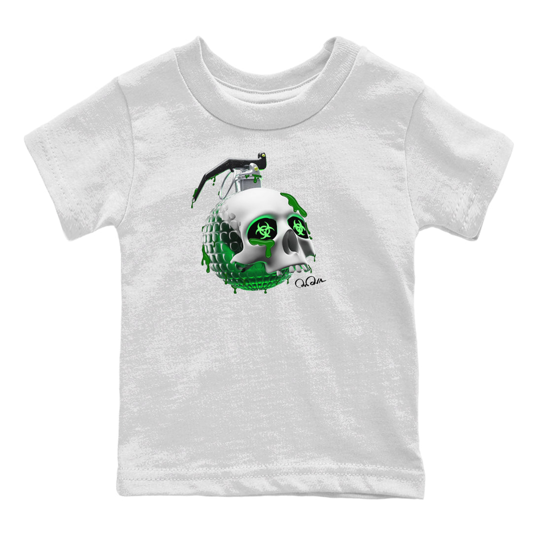 Air Jordan 4 Pine Green Sneaker Match Tees Skull Bomb Sneaker Tees AJ4 Pine Green Sneaker Release Tees Kids Shirts White 2