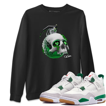 Jordan 4 Pine Green SB Sneaker Match Tees Skull Bomb Sneaker Tees AJ4 Pine Green SB Sneaker Tees Sneaker Release Shirts Unisex Shirts Black 1